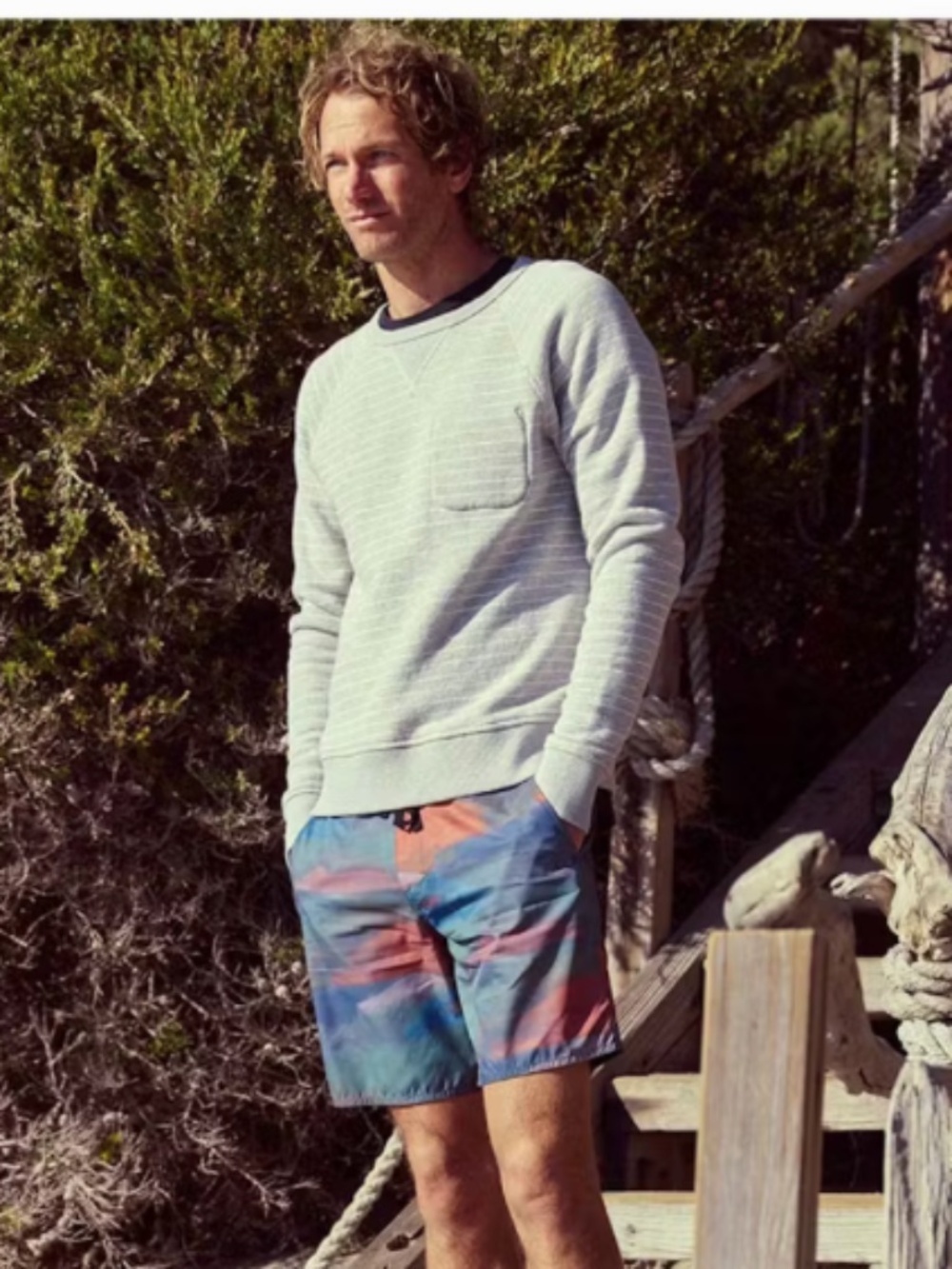 Outerknown Transit Crew Neck Stripped Beach Surf Sweatshirt Size Medium